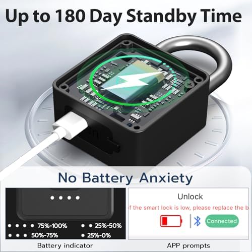 Fingerprint Padlock with Code, Combination Lock for Locker with Bluetooth APP...