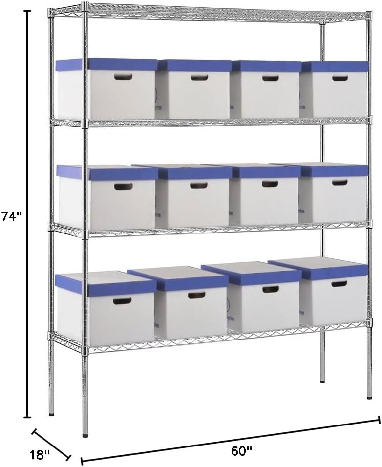Sandusky WS601874-C Chrome Steel Heavy Duty Adjustable Wire Shelving, 2400 lb...