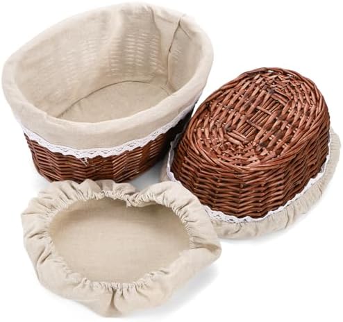 Nicunom 2 Size Wicker Bread Baskets for Serving Set, 11" 12" Bread ...