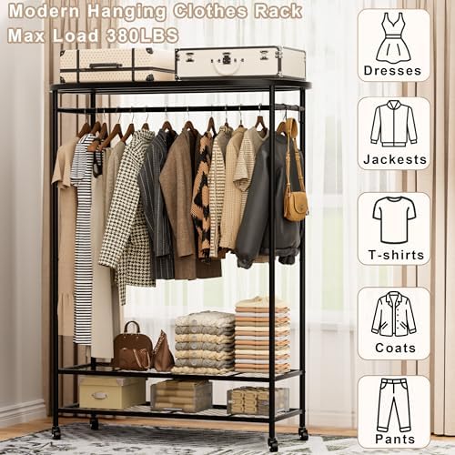 BACEKOLL Heavy Duty Clothes Rack Rolling Hanging Portable Closet 380LBS