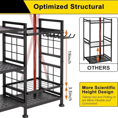 GIOTORENT 6 Tier Garden Tool Organizer, Garage Storage and Organization, Meta...