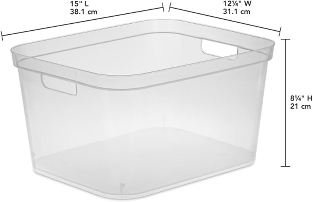 Sterilite 8.25x12.25x15 Inch Modern Polished Storage Bin w/Comfortable Carry ...