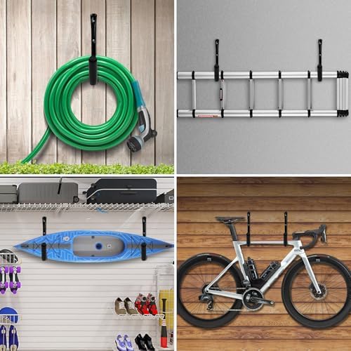 KURUI 15" Heavy Duty Garage Storage Hooks, 8 Pack Wall Mount Kayak Rack