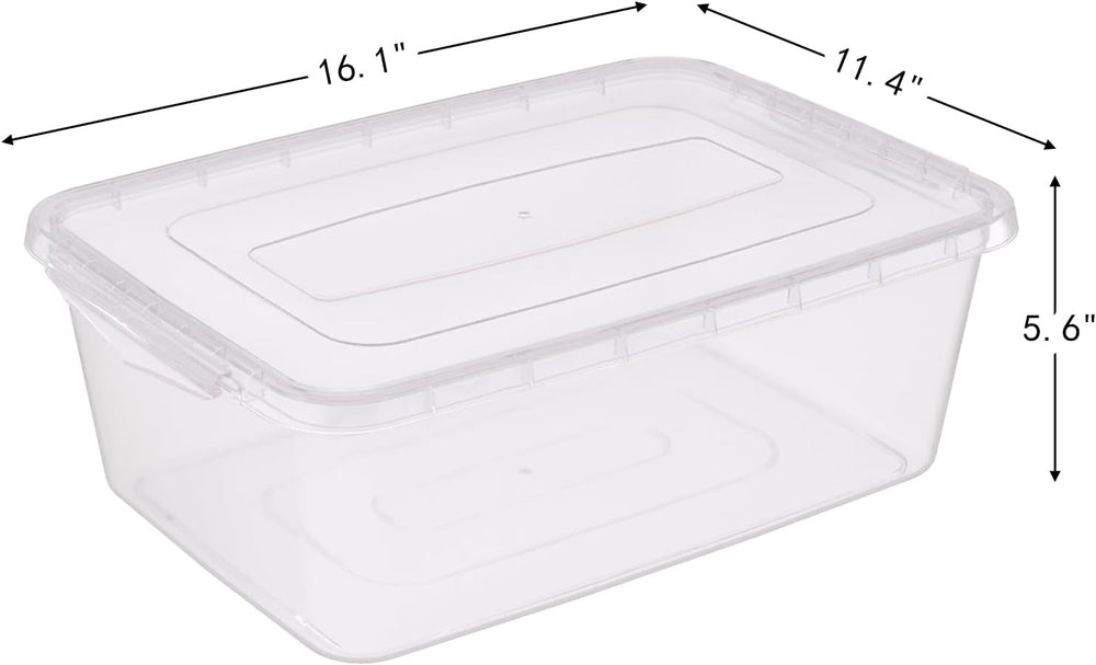 12 Packs Clear Storage Latching Boxes, 16 Quart Plastic Storage Latching Bin ...