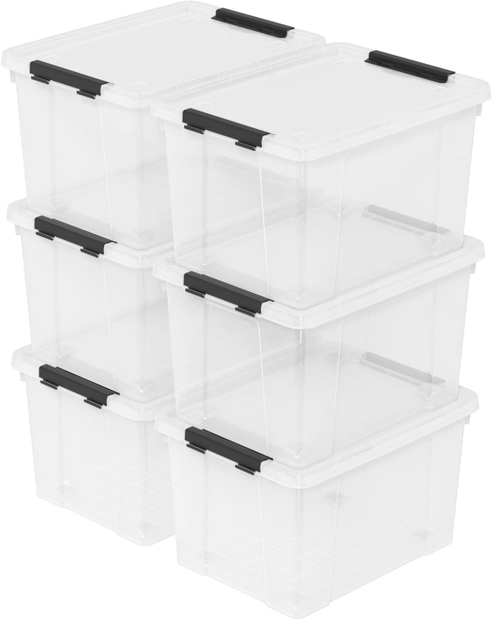 Sandmovie 6 Pack 22 Quart Clear Plastic Storage Bins with Wheels & Latchi...