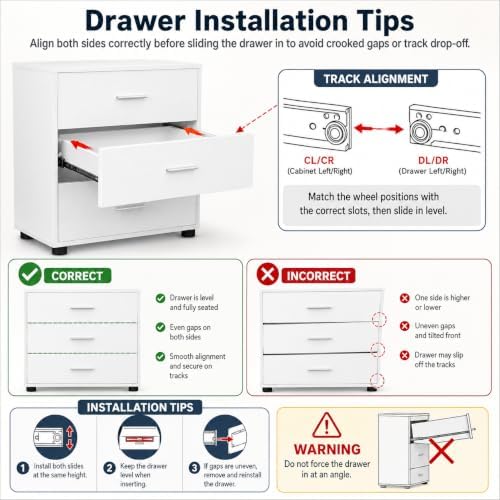Aheaplus 21.7" Closet Drawers, Wood Closet Organizers and Storage, White