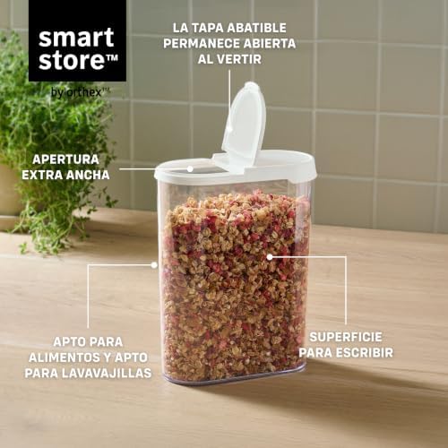 SmartStore Cereal Storage Containers, Set of 2x 2.4 L | Stackable, Clear, Fli...