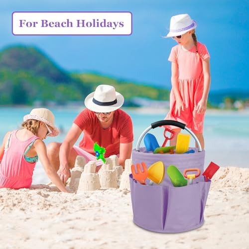 2Pcs 17L Collapsible Cleaning Supplies Caddy with Handle for Travel, Purple