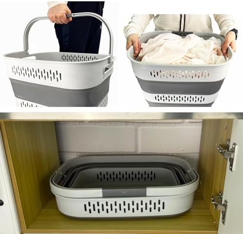 SAMMART 40L (10.5 Gallon) Collapsible Plastic Laundry Basket with Handles - F...