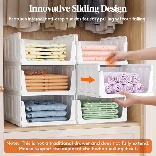 Lifewit 6 Pack Stacking Closet Organizers Shelf for Clothes 14" Depth