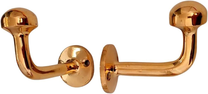 Set of 2 Unlacquered Solid Brass Wall Hooks, Handmade Brass Hooks for Doors and Bathrooms, Solid Brass Coat Hanger, Antique Brass Hooks for Coats, Wall Mounted Hooks for Hanging Towels & Bags