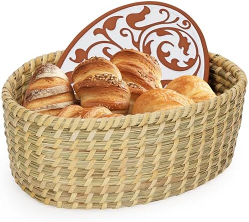 WILLOW WEAVE Natural Bread Warmer Basket with Terracotta Stone