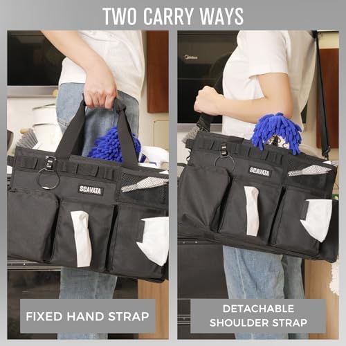SCAVATA Wearable Cleaning Caddy Bag, Supplies Organizer with Handle & Sho...
