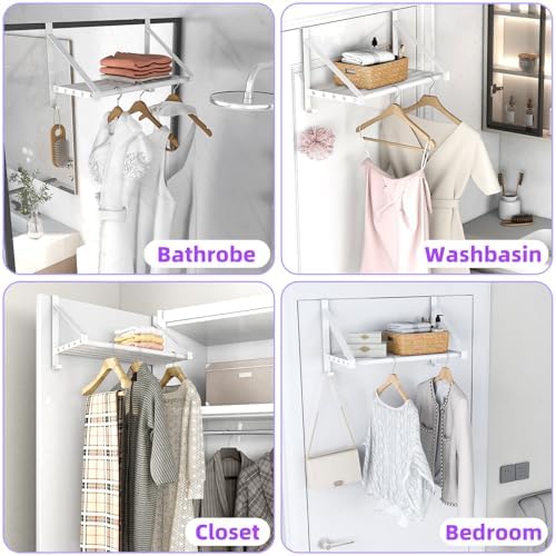 Over The Door Clothes Hanger with 2 Hooks, Stainless Steel Over The Door Hang...
