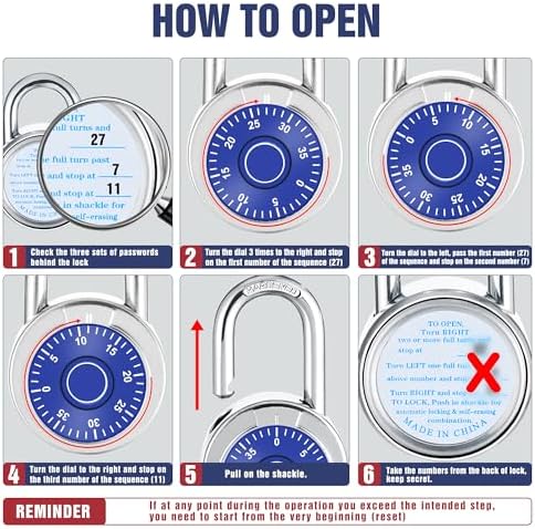 Combination Padlock 24 Pack, 50 mm (2") Blue Dial