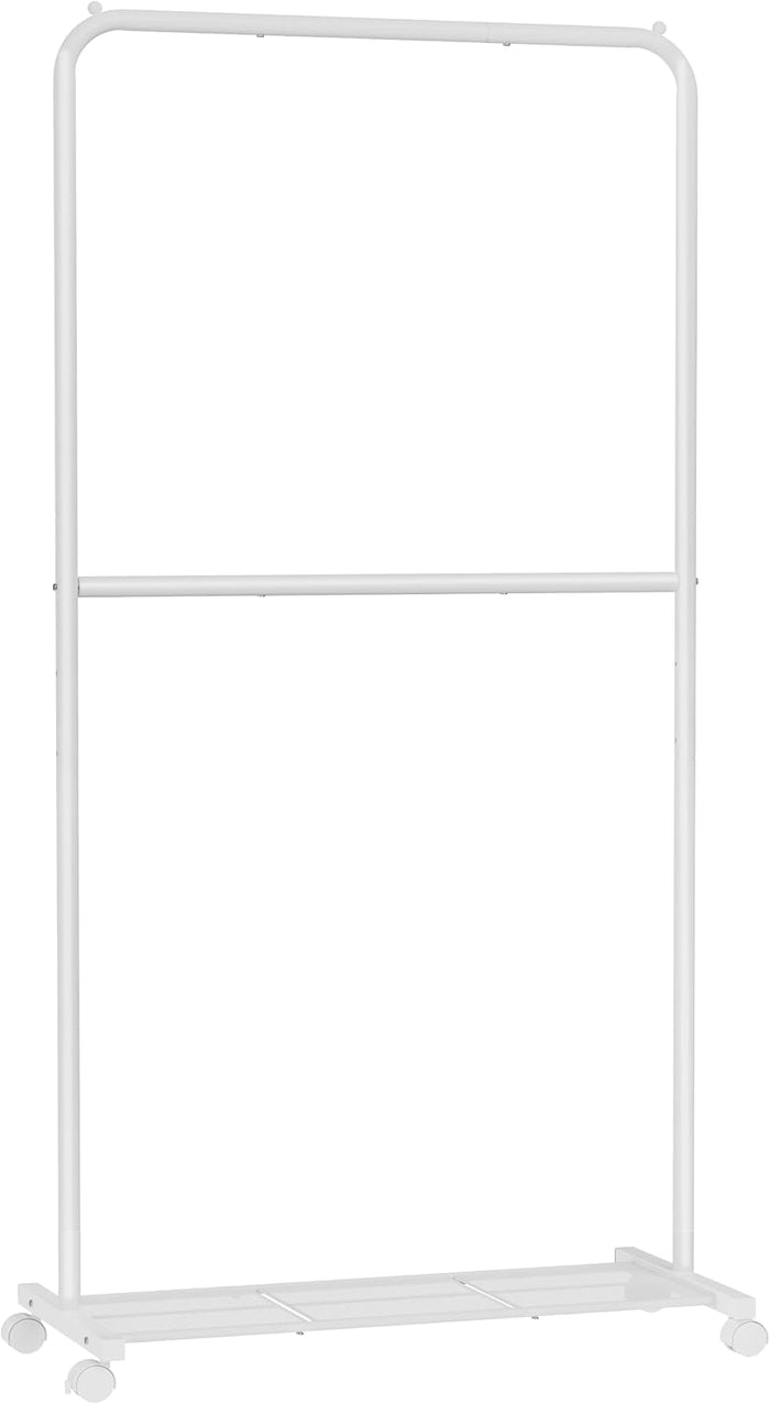 SONGMICS Clothes Rack with Wheels, Metal Garment Rack, Mesh Storage Shelf