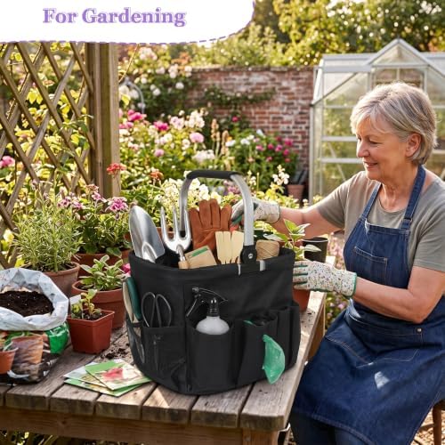 2026 Updated 24L Cleaning Caddy with Handle,10 Pocket Cleaning Basket,Black