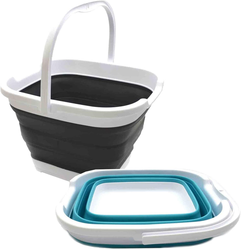 SAMMART 10L (2.64 Gallon) Collapsible Rectangular Handy Bucket (Black + Brigh...