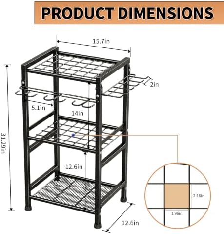 Garden Tool Organizer Rack, Metal Garden Tool Storage Holder with 35 Tool Slo...