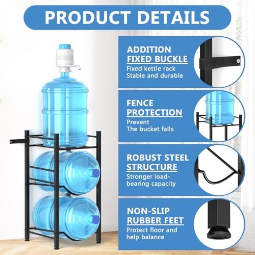 Small 5 Gallon Water Jug Holder, 3 Tier Water Jug Stand Holder 5 Gal Water Bo...