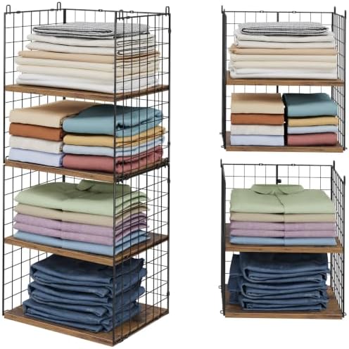 2 Pack Closet Organizers and Storage, Stackable Closet Shelf Organizer Heavy ...