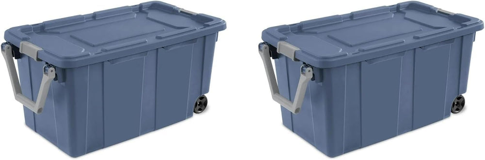 Storage Bin 40 Gallon 160 Qt Wheeled Industrial Tote Plastic Rolling Stacker ...