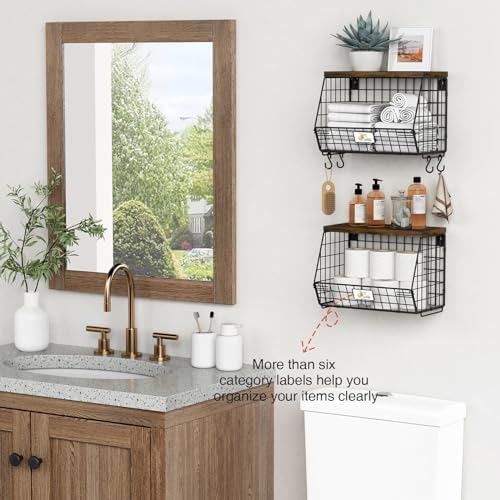 Goozii Hanging Wall Fruit Basket for Kitchen Counter 2 Pack, Stackable Wire B...