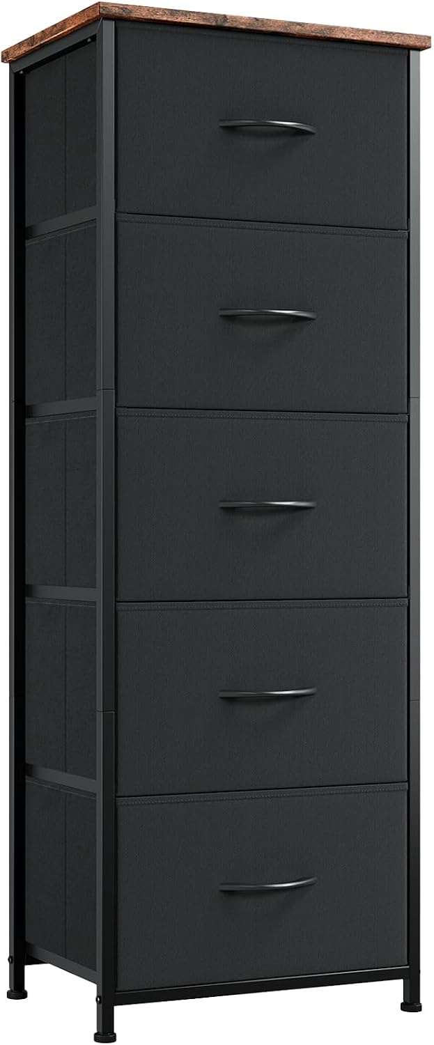 Somdot Tall Dresser for Bedroom, 5 Drawer Storage Cabinet,Chest of Drawers