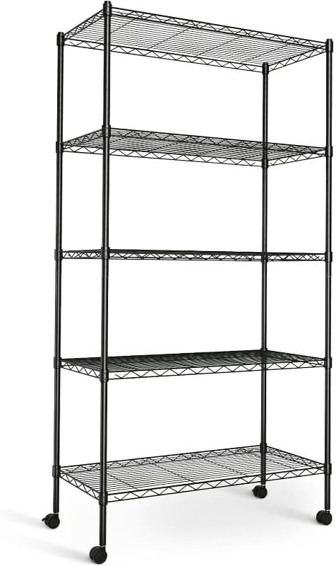 Simple Deluxe 5-Tier Heavy Duty Storage Shelving Unit, 1250 Lbs Loading Capac...