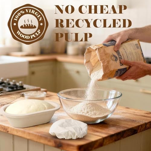Non-Stick 10" Oval Wood Pulp Banneton Bread Proofing Basket Set Of 2 Wit...