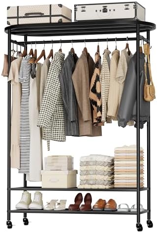 BACEKOLL Clothes Rack with Cover Heavy Duty Rolling Portable Closet 380LBS