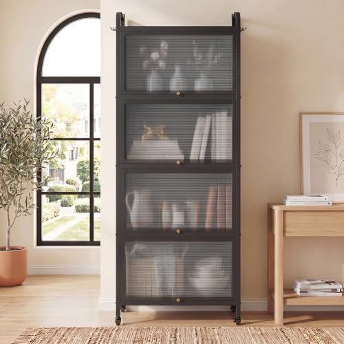 LOKO 5-Tier Kitchen Storage Cabinet, Mobile Microwave Stand (Black)