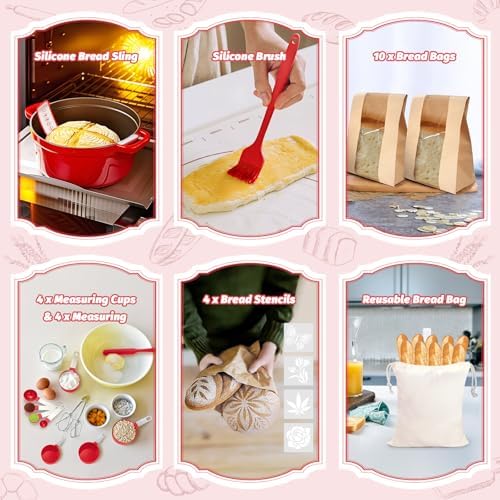 EWFEN Sourdough Starter Kit with Round & Oval Banneton, Complete Sourdoug...