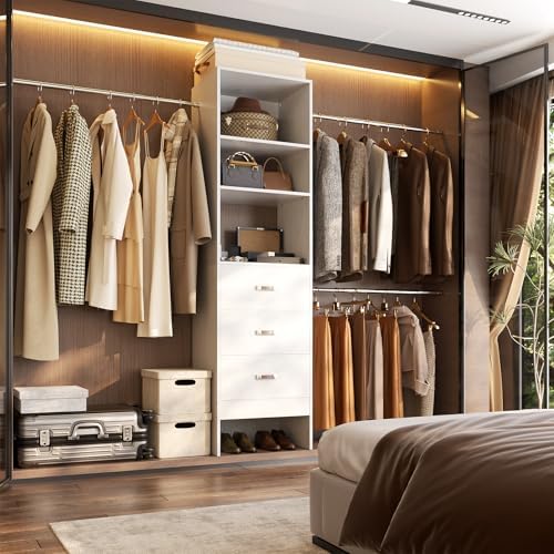 Besiost 96'' Closet Organizer System with 3 Hanging Rods, 8FT Closet ...