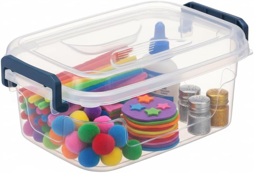 Tribello Small Clear Storage Bins with Lids, Bulk 16-Pack Stackable Plastic S...