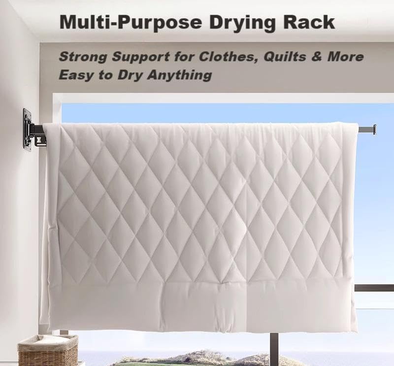 Clothes Drying Rack Wall-Mounted, 3-Fold Retractable Clothes Hanger with Wind...