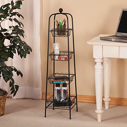 4-Tier Metal Basket Stand for Storage and Organization