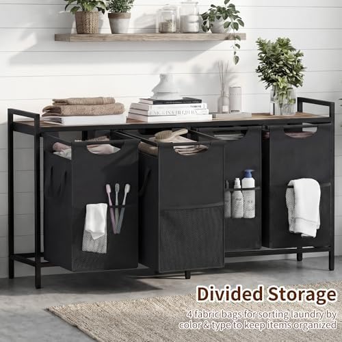Heybly Laundry Hampers, 4 × 15Gal (228 L) Laundry Basket with Large Desktop S...