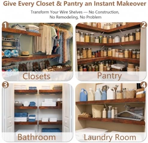 Wire Shelf Covers for Pantry, Premium Engineered Wood Shelf Covers for Wire S...