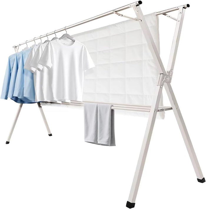 95 inches Foldable Clothes Drying Rack, Stainless Steel Indoor Outdoor Use