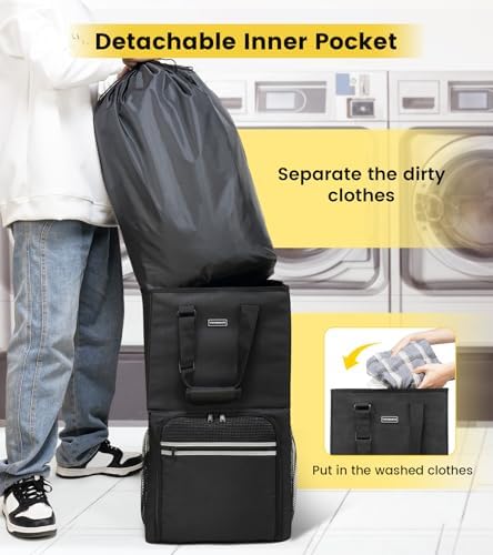 Vorspack Laundry Backpack with Shoulder Straps, Extra Large Hamper, Black