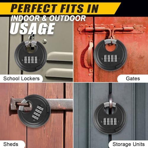 DAYGOS Combination Disc Padlocks for Outdoor - Heavy Duty 4 Digit Code Lock, ...