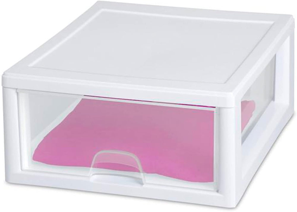 Sterilite Stacking Drawer Storage Organizer for Clothes, 16 Quart, 6-Pack