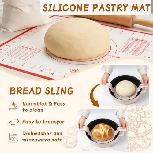 52 Pcs Sourdough Starter Kit with 9" Round & 10" Oval Bread Pro...