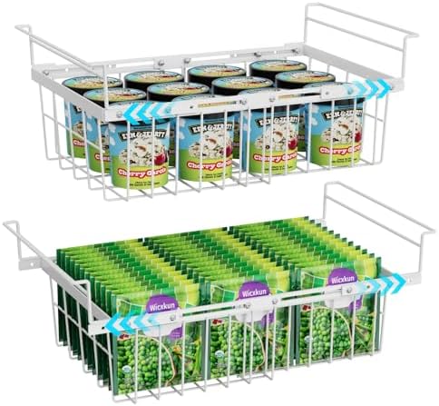 GSlife Freezer Organizer Bins - Hanging Baskets for Storage, 2 Pack White