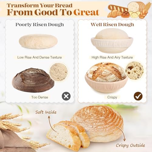 Sourdough Starter Kit, Sourdough Bread Baking Supplies, Bread Proofing Basket...
