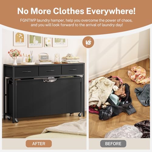 Laundry Sorter, Rolling Laundry Hamper with 4 Section Pull-Out Bags, 300L Lar...