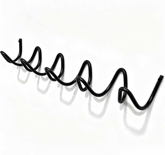 RRG Wavy Wall Mount Coat Rack,19 Inch Black Heavy Duty Wave Hook Strip