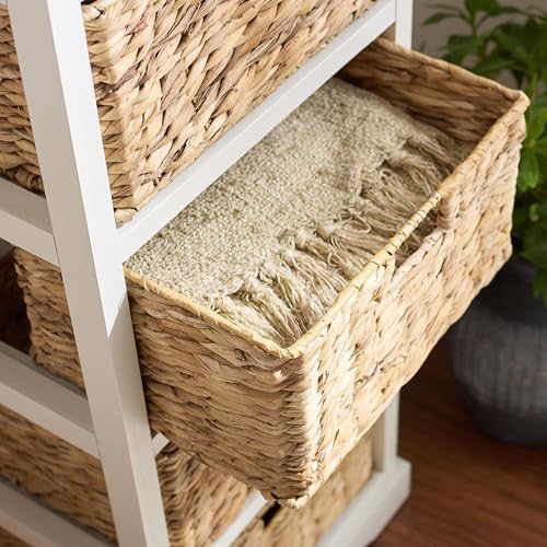 SAFAVIEH Vedette 5-Basket Wood Dresser Chest, 46" Vintage White AMH5739B