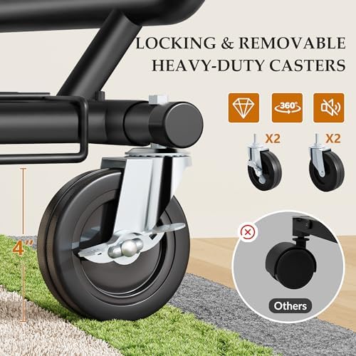 Gewudraw Clothes Rack Heavy Duty Load 900 Lbs with Wheels, Double Rod,Black